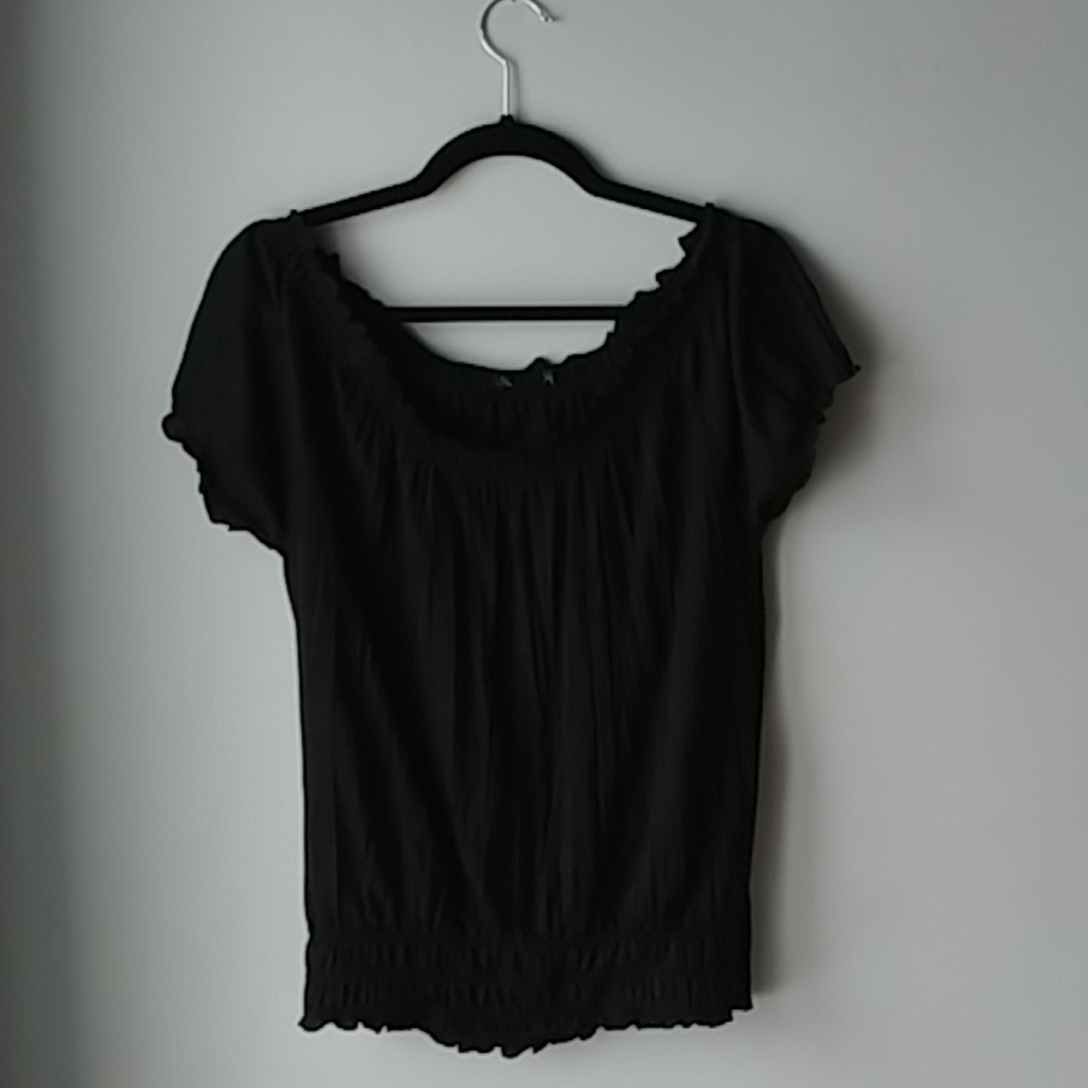 Ruffled black shirt